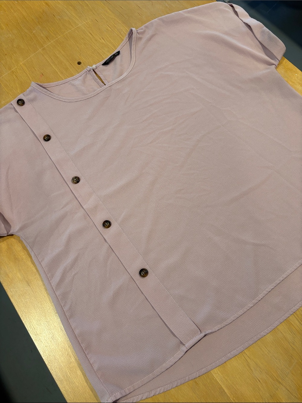 SHEIN Dusty Pink Short Sleeve Button-Detail Blouse